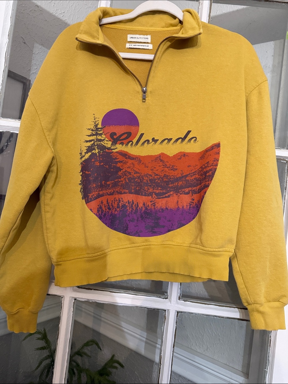 Urban Outfitters Mustard Yellow Colorado Cropped Half-Zip Sweatshirt